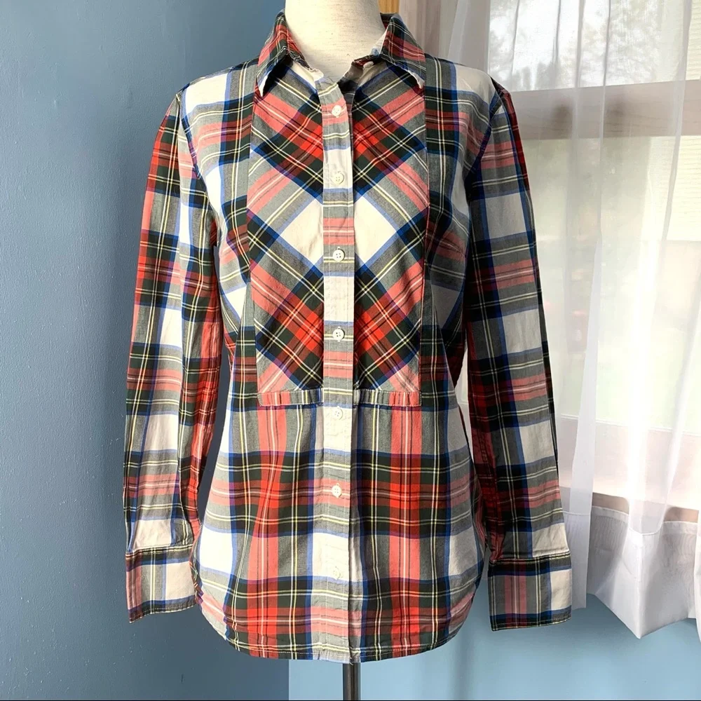 J. Crew Festive Plaid Button Down Shirt - Picture 2 of 8
